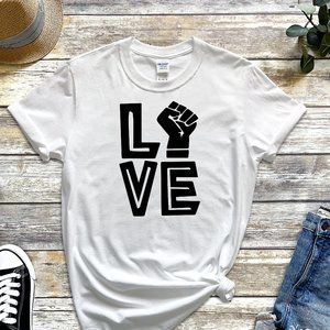 LOVE Unisex Tee Shirt T-Shirt White